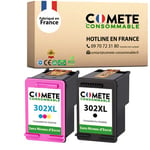 COMETE CONSOMMABLE 302 XL Pack 2 Cartouches MADE IN FRANCE compatibles HP 302XL Noir+Couleur - HP DeskJet 3639 3630 3632 / HP Envy 4520 4525 4527 / HP OfficeJet 3831 3833 3830