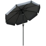 2.7m Patio Umbrella Garden Parasol with Crank, Ruffles, 8 Ribs