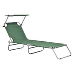 Transat avec Pare-Soleil Argozelo Inclinable Acier Polyester Argenté Mat Vert Foncé casa.pro