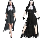 Halloween Zombie Nunna Kostym Vuxen Maskerad Vampyr Evil Party Uniform Cosplay kräck Nunna V S