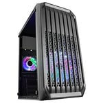 Mars Gaming MC-S2, Boîtier PC Micro-ATX Ultra-Compact, Grille Avant, 2x Ventilateurs FRGB, Boîtier Gaming avec Fenêtre Latérale Intégrale, Supporte Refroidissement Liquide jusqu'à 240mm, Noir