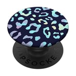 Rainbow Leopard Cheetah Navy Blue PopSockets Adhesive PopGrip