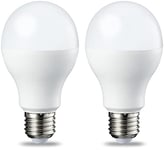 Amazon Basics Ampoule LED E27 A60 avec culot à vis, 8.5W (équivalent ampoule incandescente 60W), blanc chaud, dimmable - Lot de 2