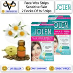 2 x Jolen 16 Face Wax Strips Hair Remover Long Lasting Results Sensitive Skin