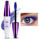 5D Silk Fiber Mascara Waterproof Long, Mascara Volume Noir Intense, Mascara volume et longueur, Convient aux Yeux Sensibles, Teinte:#04 Bleu-B,10 ml