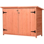 Low Wide Wood Garden Shed Outdoor Storage w/ 2 Shelves