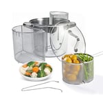 Avilia Casserole 24 cm en acier inoxydable avec 2 passoires, couvercle et poignée, idéale pour cuisiner des pâtes ou des légumes au même moment - résistante et compatible avec tous les plans de