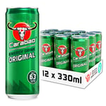 Carabao Energy Drink Original, 12 x 330ml Cans Case, Low Calorie, Lower Sugar, B Vitamins, Taurine, Caffeine with Zero Crash, Vegan Friendly, Gluten Free Drink, Bulk Crates, Multipack