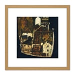 Egon Schiele Dead City III City On The Blue River III 8X8 Inch Square Wooden Framed Wall Art Print Picture with Mount