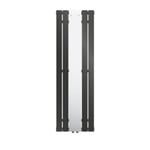 Radiateur de Salle de Bain Plat avec Miroir, 1600x450 mm, en Acier Anthracite, Raccordement Central Chauffage