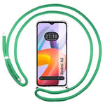 Tumundosmartphone Coque Pendentif Transparent pour Xiaomi Redmi A2 avec Cordon Vert Eau