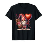 Love Gnome With Valentines Chocolate And Red Heart Balloons T-Shirt