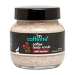 mCaffeine Coffee Body Scrub - Exfoliator with Arabica Coffee and Walnuts for Dry, Dead Skin Removal - Hydrates, Nourishes Skin - Berries - 200 g