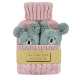 Follow That Dream Pink Knit 1.5L Hot Water Bottle & Koala Bear Cosy Socks Set