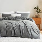 Sedefen Flanelle Housse de Couette 220x240cm + 2 Taies d'oreiller 65x65cm Gris Parure de lit 2 Personnes Peluche Hiver Chaude Duveteuse Ado Linge de lit Avez Fermeture Éclair