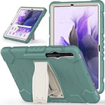 Coque pour Samsung Galaxy Tab S8 Plus/S7 Plus/S7 FE 12,4", Protection intégrale Contre Les Chutes pour Enfants et étudiants, Taille M, Vert foncé