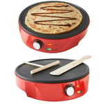 Pancake & Crepe Maker Non Stick Temperature Control Spreader Spatula 30cm 1000W