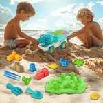 18PCS Dinosaur Beach Sand Toy Set 1Kg Sand Molds Tools Truck Dinosaur Set Game