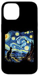 Coque pour iPhone 14 Van Gogh Black Cat Starry Night Amoureux des chats