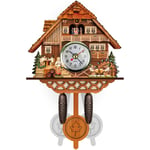 Gotrays - Horloge coucou en bois avec décoration d'horloge murale pendule pour salon chambre café restaurant hotel,CM0011
