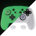 playvital Samurai Edition Glow in Dark Ergonomic Silicone Protective Case for Nintendo Switch Pro Controller, Soft Anti-Slip Controller Grip Protector for Nintendo Switch Pro with Thumb Grips - Green