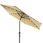 Parasol med vev inkl. LED Solar Ø 300 cm Brun tillverkad av Polyester