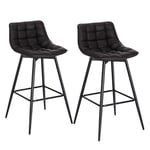 WOLTU BH249an-2 Lot de 2 Tabouret de Bar Design Chaise Haute pour Bar Bistro siège en Similicuir avec Repose-Pieds Cadre en métal,Anthracite