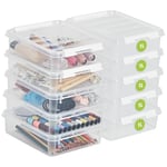 SmartStore 1L Petites Boîtes Rangement Plastique avec Couvercles Lot de 10 Transparentes Emboîtables et Empilables Apte au contact alimentaire, sans BPA Fermeture à Clips - L 21x 17 x H 6 cm