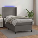 Sommier � lattes de lit matelas LED Gris 90x190 cm Similicuir