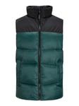 Jack & Jones Mens Zip Up Quilted Gilet - Green - Size Large