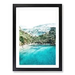 Big Box Art Golden Bay in Mellieha Malta Painting Framed Wall Art Picture Print Ready to Hang, Black A2 (62 x 45 cm)