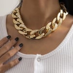 Punk Cuban Link Chain Choker Halsband Guld Lätt Chunky Oval Chain Link Halsband Statement Hip Hop smycken