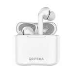 GRIFEMA G-TWS1 Wireless Earbuds 5.1, Bluetooth Headphones in-Ear Built-in Mic with Charging Case, USB-C Charging, Touch Control Suitable for Sport/Fitness, White