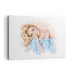 Impression sur Toile 120x80cm Tableaux Image Photo R�fl�chi Femme Blonde