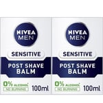 Nivea Men Post Shave Balm Sensitive Zero Alcohol 100ml x 2