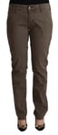 Cycle Jean Marron Coton Taille Basse Étroit Décontracté Femme Pantalon S.W33