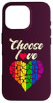 iPhone 16 Pro Heart, rainbow colors, Choose Love, LGBT pride Case