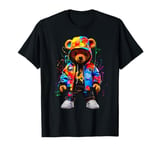 Hip-Hop Teddy-Bear Colorful TeddyBear With Hoodie Graphic T-Shirt