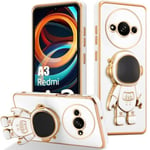 Fodral till Xiaomi Redmi A3, stötsäkert silikonskydd med justerbart stöd 3D Astronaut - Vit