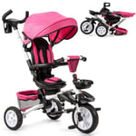 Baby Stroller Tricycle 6-in-1 Foldable Rotatable Seat 25kg Max Weight Pink/White