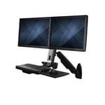 StarTech Wall Mount Workstation  Articulating Full Motion Standing Desk w/ Height Adjustable Dual VESA Monitor & Keyboard Tray Arm  Mouse/Scanner