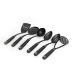 6pc Non-Slip Nylon Kitchen Utensil Set with Skimmer, Ladle, Slotted Spoon, Masher, Cooking Spoon and Slotted Turner