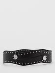 Mango Alicia Studded Chunky Asymmetric Belt, Black