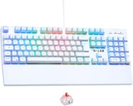 Keyz Rubidium Blanc - Clavier Mecanique Usb, Azerty, Rgb 100% Personnalisable, Anti-Ghosting, Re-Poignet - Clavier Gamer Blanc, Switch Red Interchangeable - Pc, Ps4, Ps5, Xbox - New