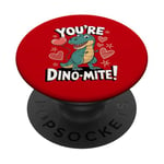 Costume de dinosaure T-Rex pour la Saint-Valentin PopSockets PopGrip Adhésif