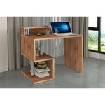 Dmora - Bureau Silvio, Bureau linéaire avec étagères de rangement, Bureau polyvalent avec plateau, 100x50h93 cm, Chêne, avec emballage renforcé