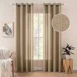 MIULEE 2 Panneaux Rideaux Lin Imitaion Rideau De Fenêtre Semi-Transparents Lisse Élégant Décoration Panneaux Voile De Fenêtre Durable Traitement pour Chambre Salon Balcon 140x225(L X H) Brown