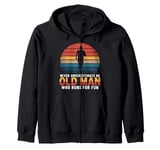 Old Man Running Humor Design Funny Runner Zip Hoodie