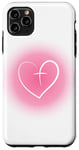 iPhone 11 Pro Max Heart Christian Faith Cross Pink Aura Case