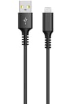 Stofftrukket USB-A til Lightning ladekabel for iPhone 1,5 m Clas Ohlson